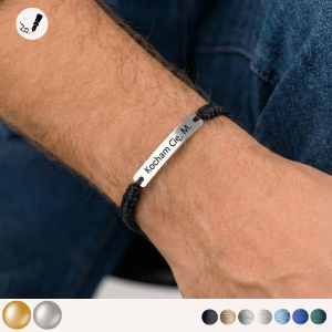 Srebrna Bransoletka dla Niego z  Grawerunkiem na Sznurku 925