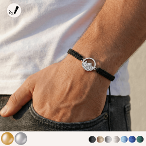 Srebrna Bransoletka dla Niego z Górami na Sznurku 925