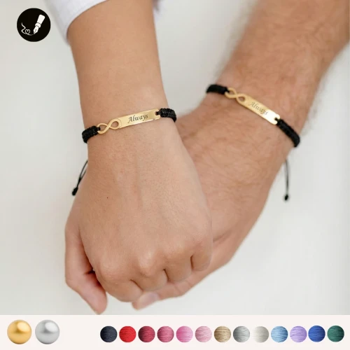 Bransoletki dla Par na Sznurku z Nieskończonością 925