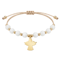 Złota Bransoletka z Aniołkiem na Sznurku z Kamieni 925