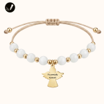 Złota Bransoletka z Aniołkiem na Sznurku z Kamieni 925