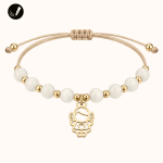 Złota Bransoletka z Aniołkiem na Sznurku z Kamieni 925