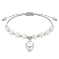 Srebrna Bransoletka z Aniołkiem na Sznurku z Kamieni 925