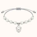 Srebrna Bransoletka z Aniołkiem na Sznurku z Kamieni 925