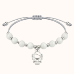 Srebrna Bransoletka z Aniołkiem na Sznurku z Kamieni 925