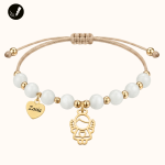 Złota Bransoletka z Aniołkiem i Sercem na Sznurku z Kamieni 925