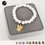 Złota Bransoletka z Aniołkiem z Kamieni 925