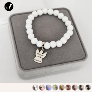 Srebrna Bransoletka z Aniołkiem z Kamieni 925