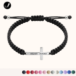 Srebrna Bransoletka z Krzyżykiem na Sznurku Stal